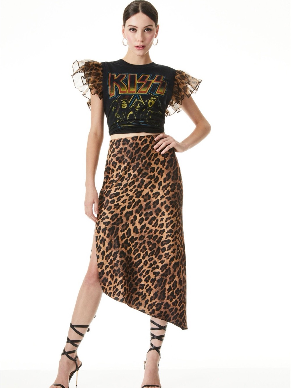 Alice + Olivia Leopard-Print Maeve Asymmetrical Midi Skirt - Brown/Black